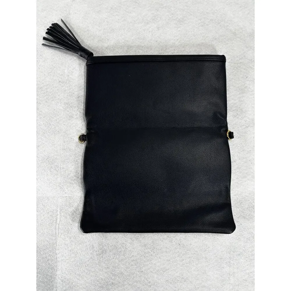 GiGi New York Navy Blue Foldover Clutch Vegan Leather Snake Print Zipper NoStrap - Picture 5 of 11